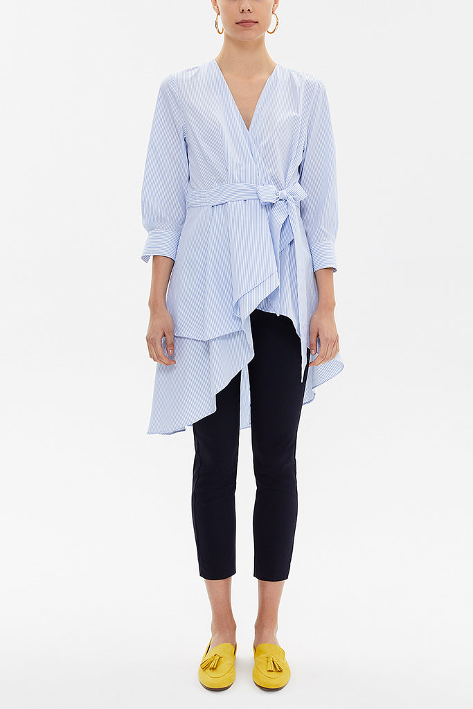 Blue Asymmetric cut poplin shirt 10715