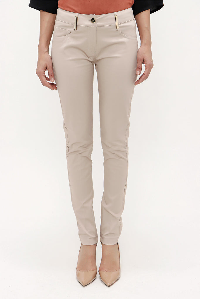 Beige Slim fit cotton pants 40932