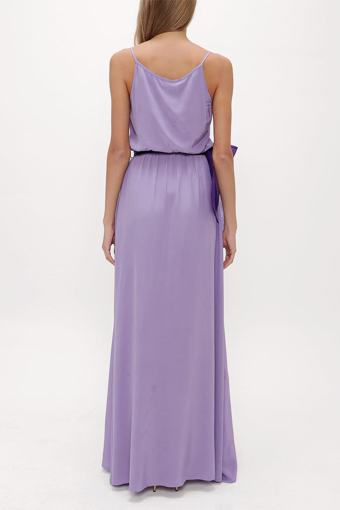 Lilac Lace-up spaghetti straps maxi dress 92378