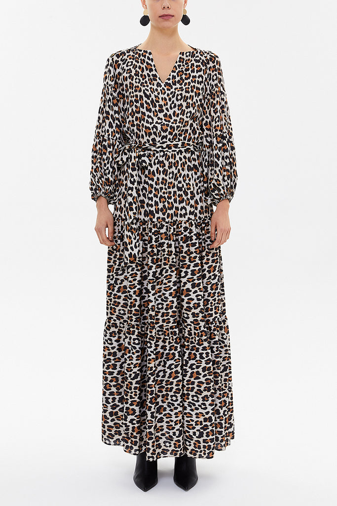 Pars Ruffled sleeve, belted maxi dress 92633