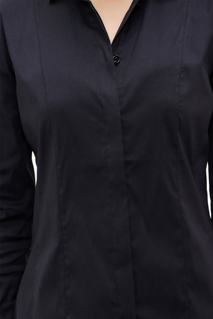 Black Slim fit poplin shirt 10712