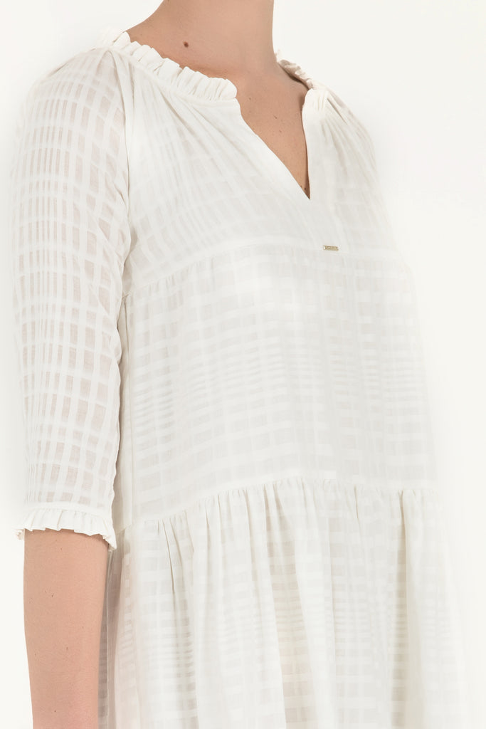 White Pleated wide cut dress 92299