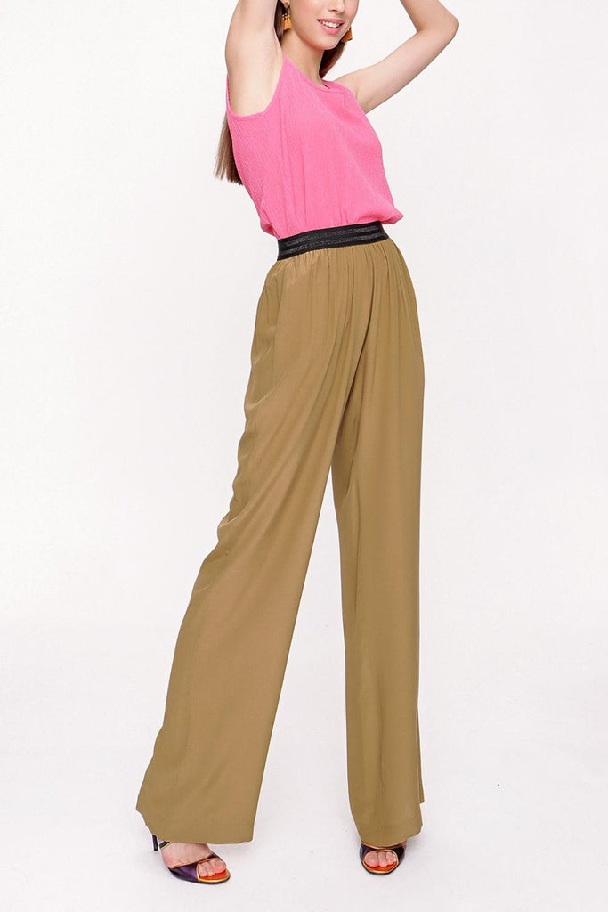 Olive Elactic belted pants 41615