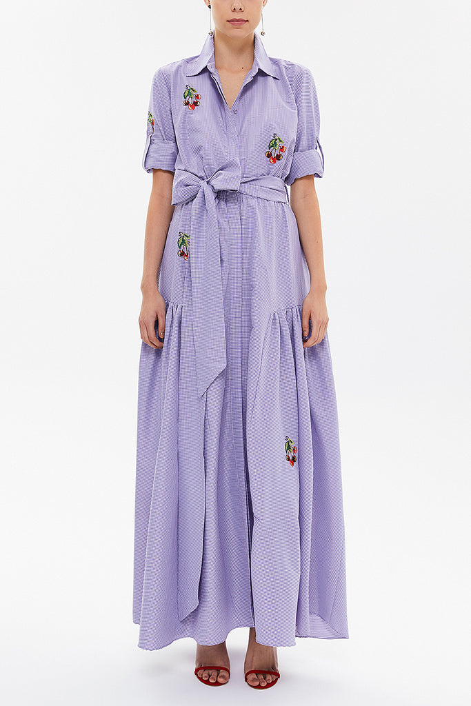 Lilac Embroidered maxi  dress 92866