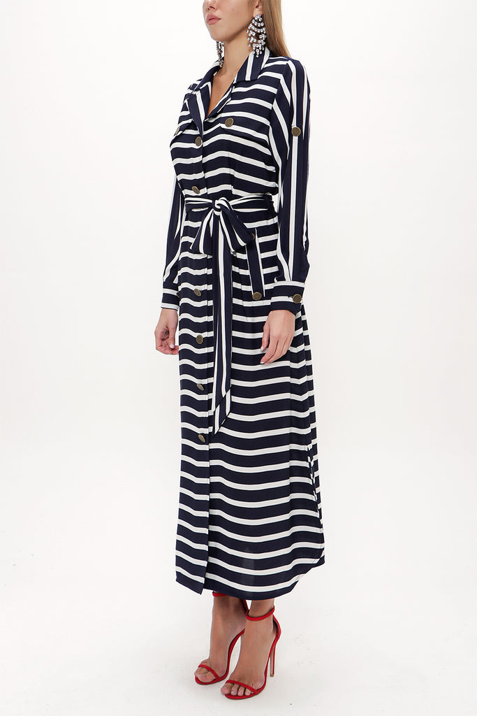 Navy Blue Pocket maxi dress 92979