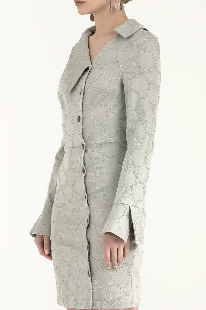 Gray Asymmetric neck slim fit dress 92147