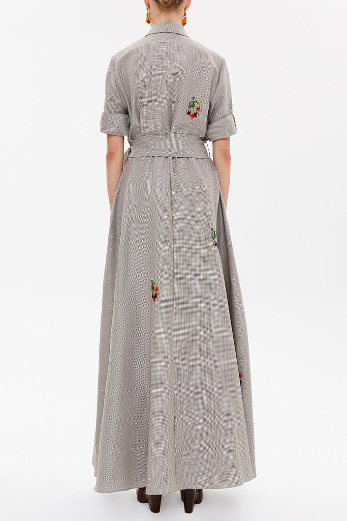 Brown Embroidered maxi  dress 92866