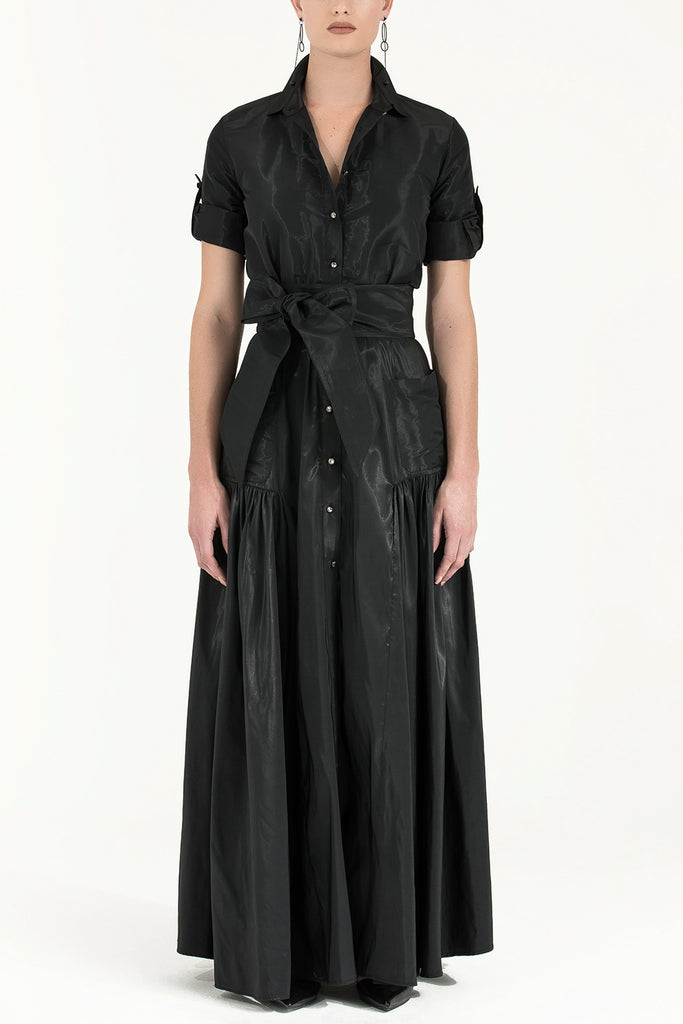 Büzgülü Gömlek Elbise Siyah