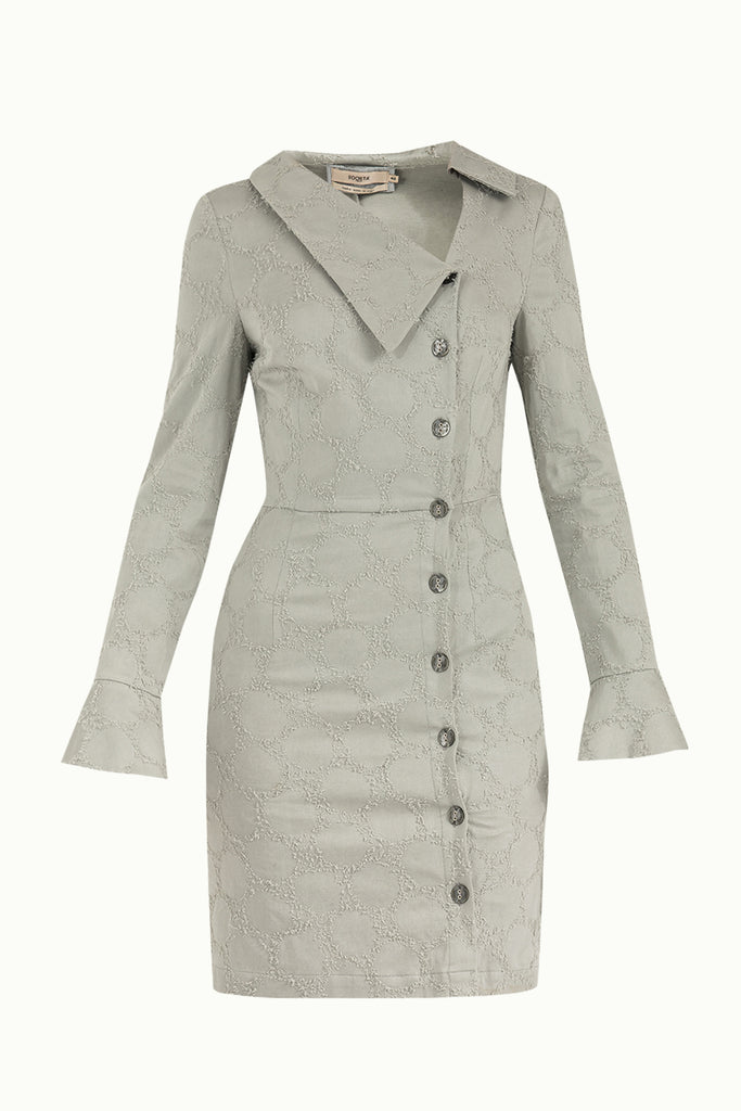 Gray Asymmetric neck slim fit dress 92147