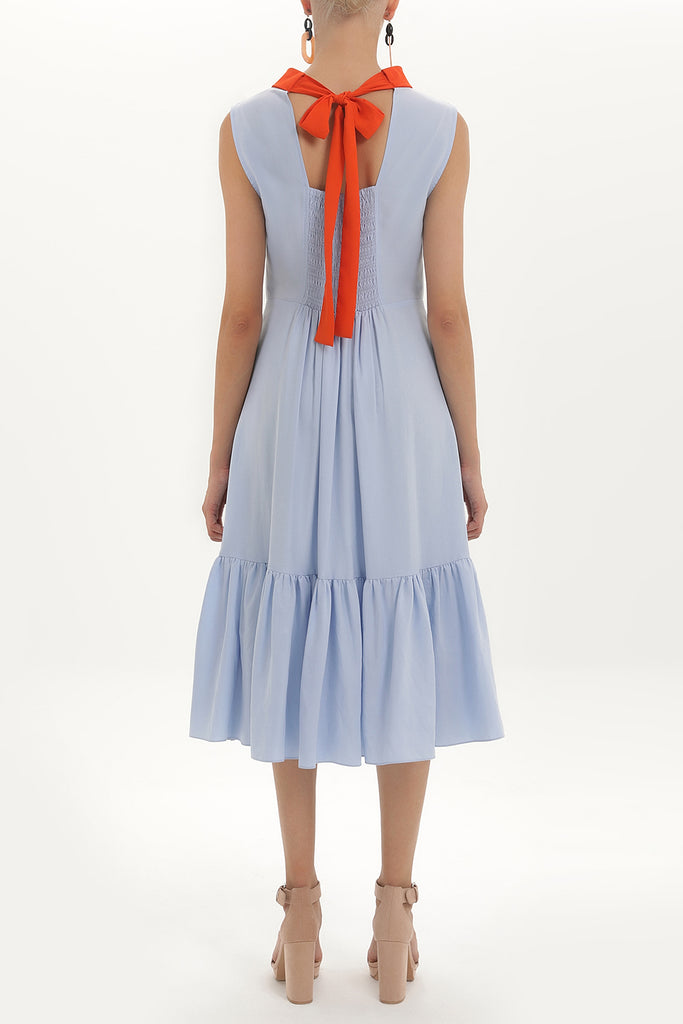 Blue Contrast colour midi dress 92422