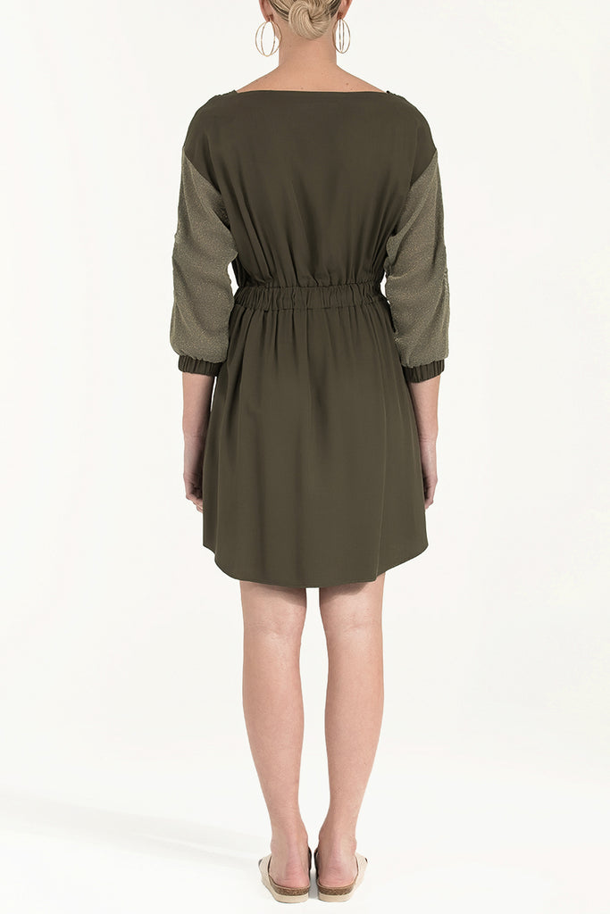 Nakışlı Beli Lastikli Viskon Mini Elbise 92096