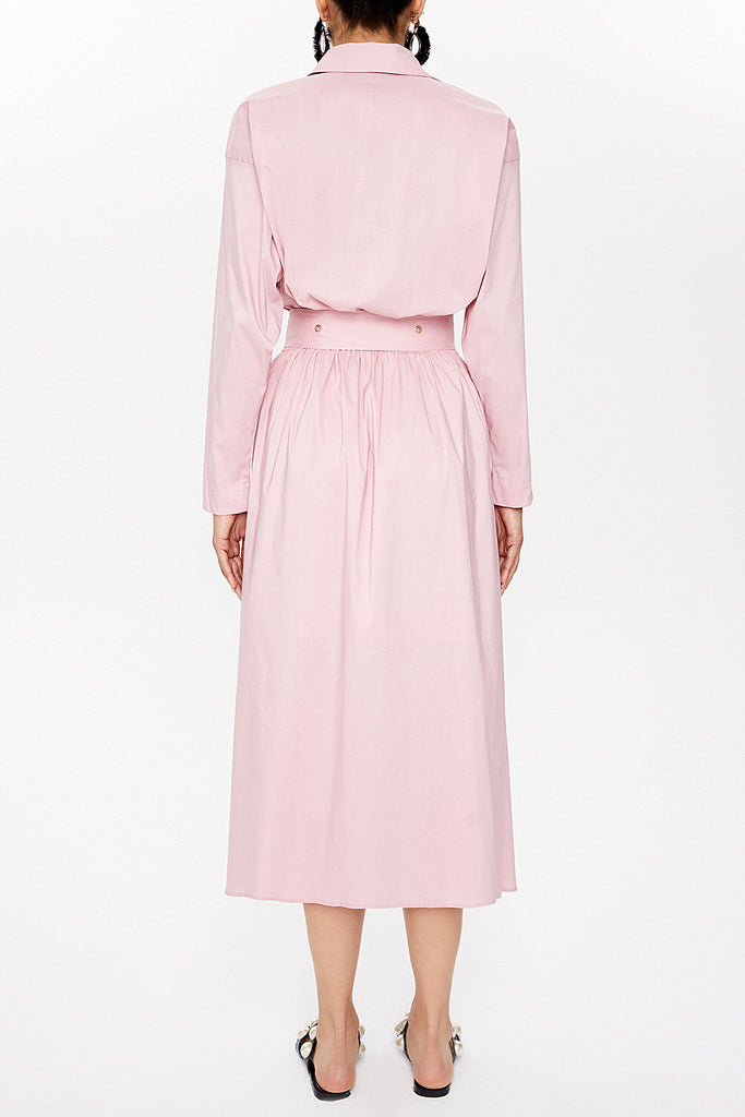 Pink Belted midi dress 92874