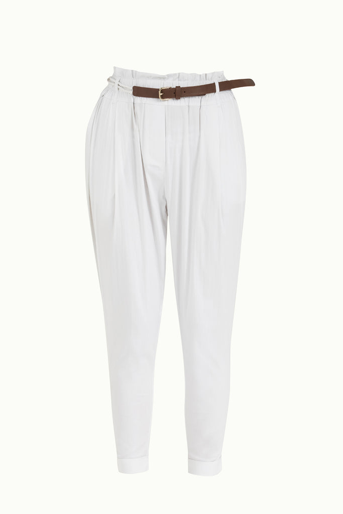 White Wide cut cotton pants 40687