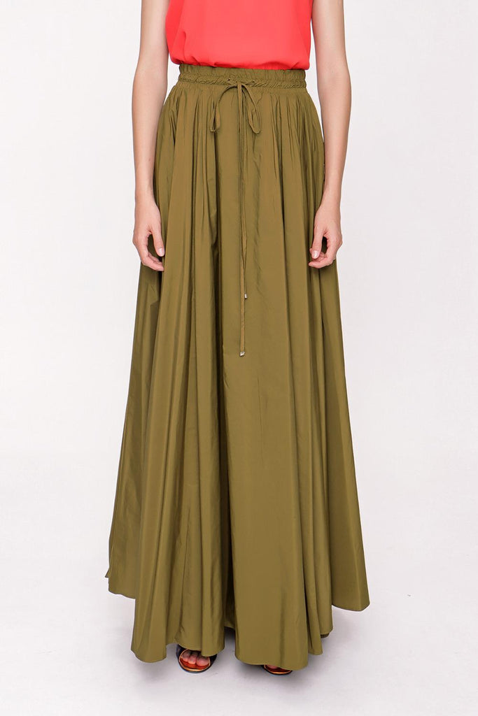 Pistachio Green Pleated maxi skirt 81206