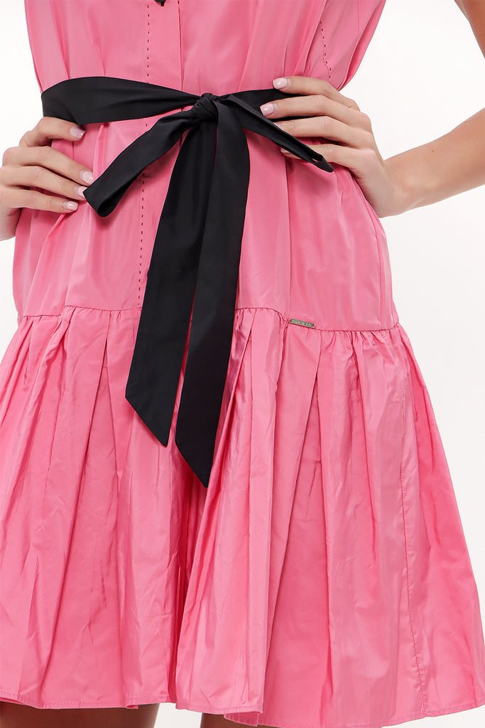 Pink Pleated sleeveless mini dress 92703