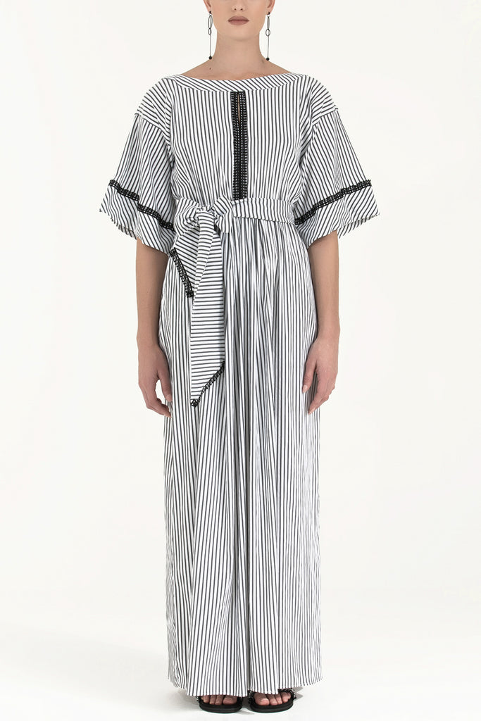 Black Laced wide cut maxi dress 92319