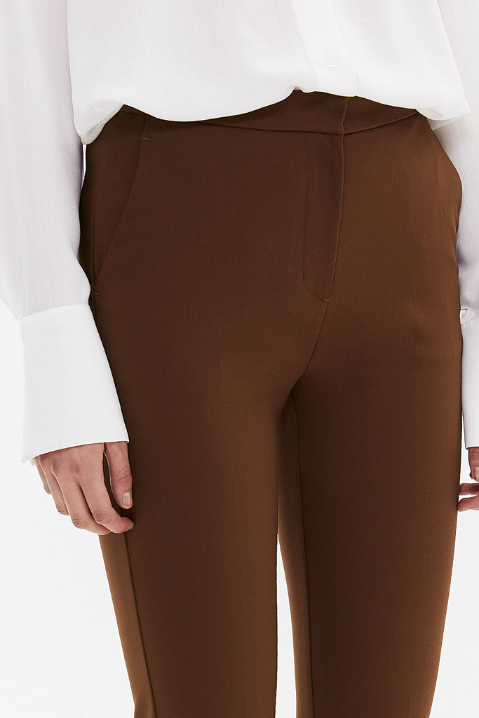 Brown Five pocket trousers with elastic waist 41368