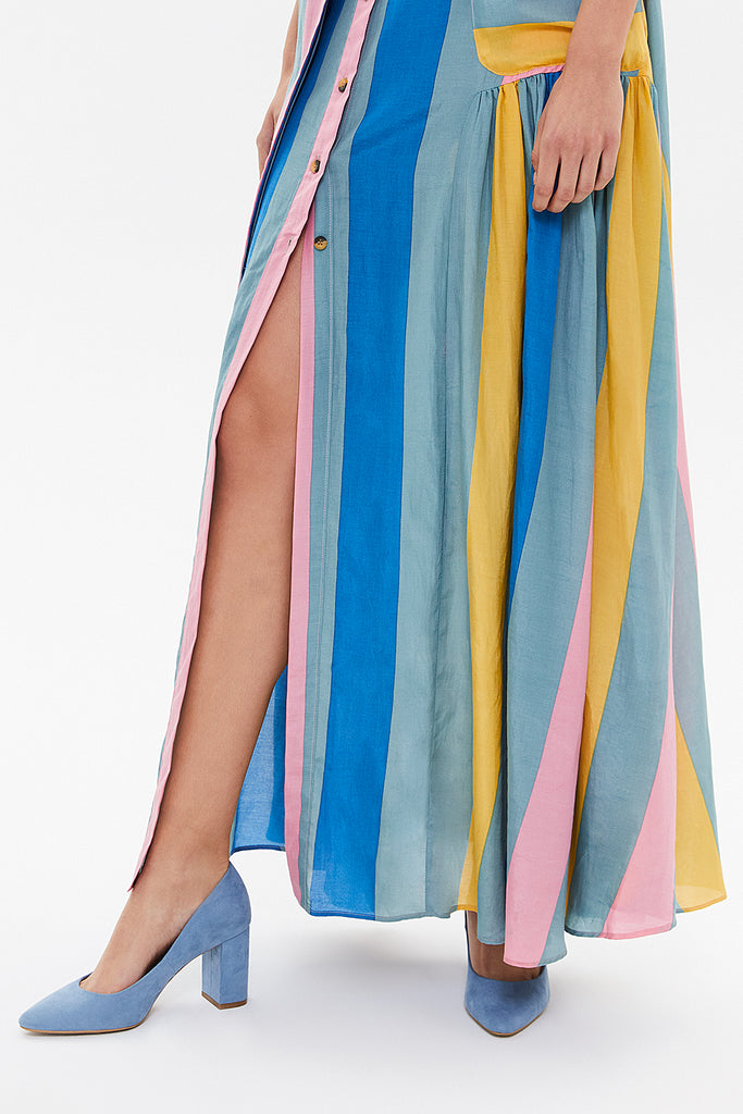 Gray Pocket and elastic maxi dress92878