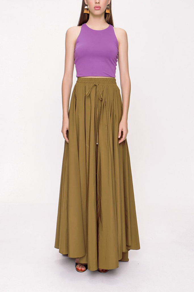 Olive Pleated maxi skirt 81206