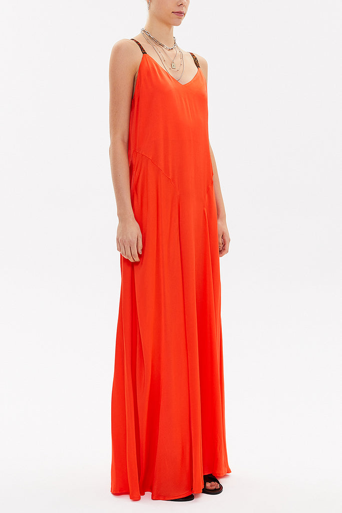 Red Crystal gems sleeveless maxi dress 92850