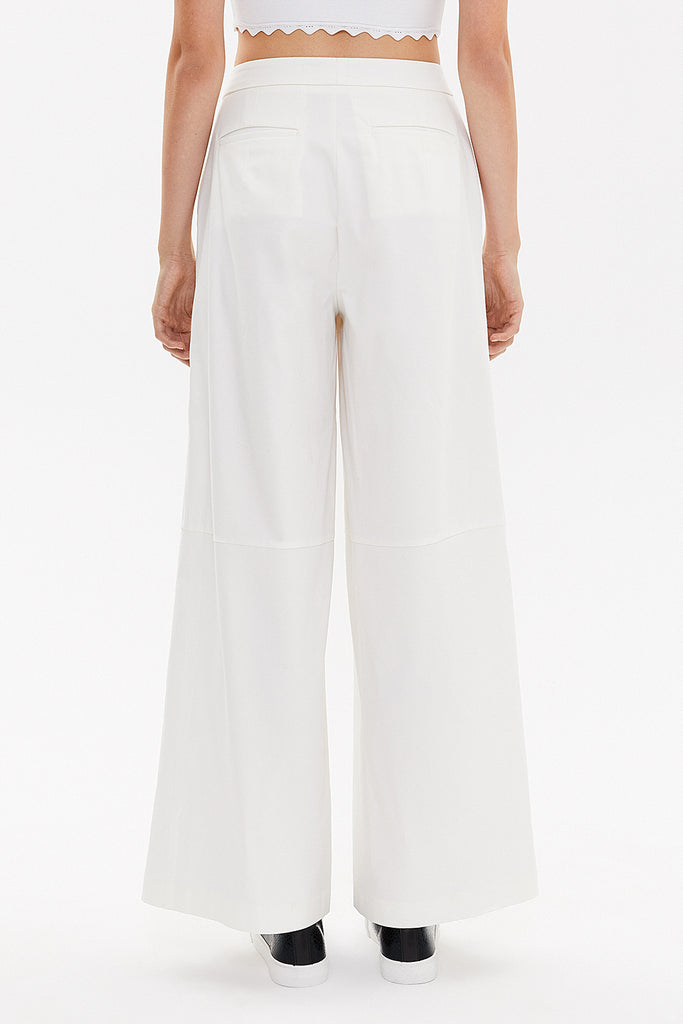 White Snap fastener detail  wide leg pants 41298