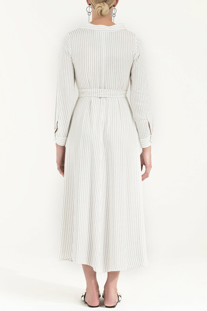 Kemerli Gömlek Elbise Beyaz 92302