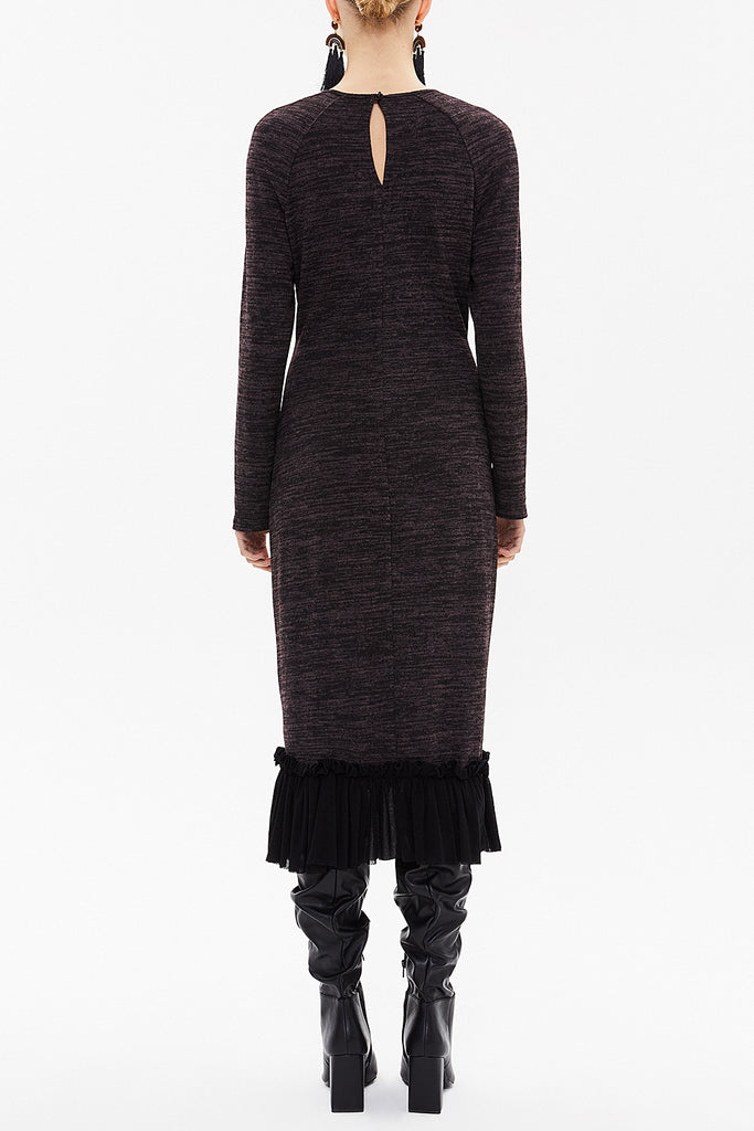 Plum Frilled skirt knit midi dress 92159