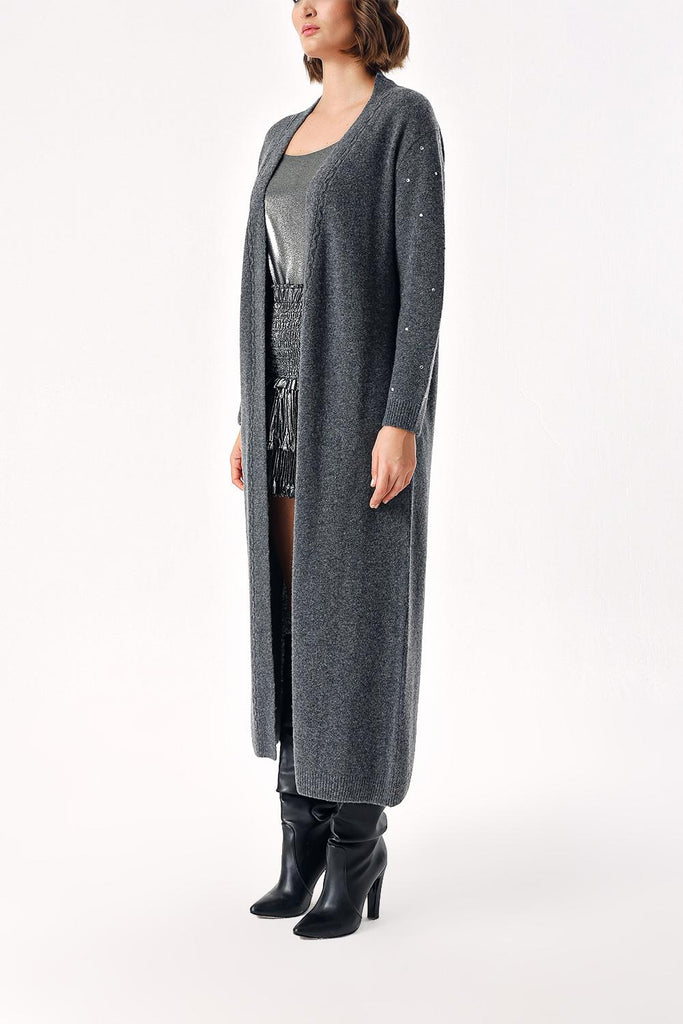 Smoked Long wool knitted cardigan 28876