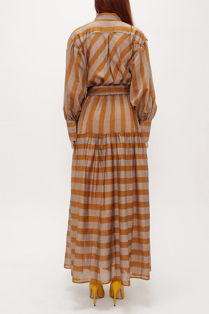 Mustard Gathered maxi dress 92863