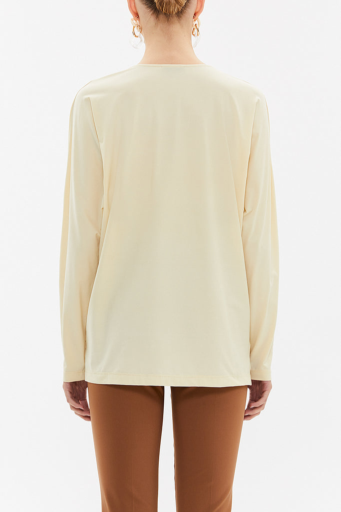 Yellow V-neck  wide cut blouse  19784