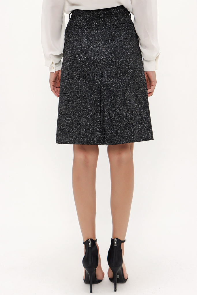 Black Inverted pleat wool skirt 80429