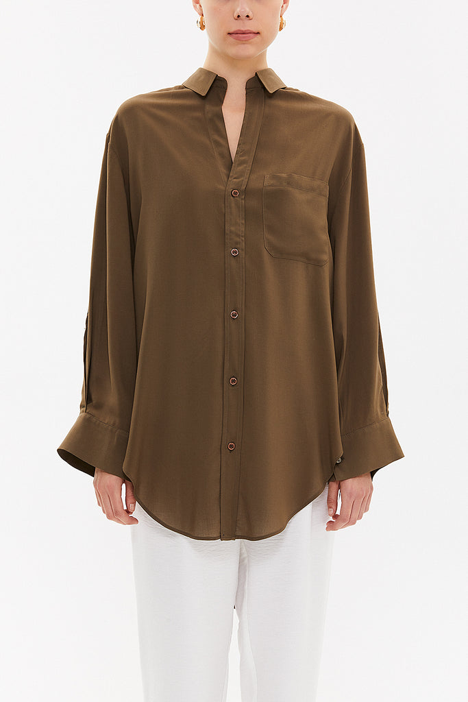 Khaki Wide cut shirt 10681