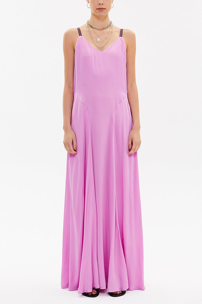 Lilac Crystal gems sleeveless maxi dress 92850