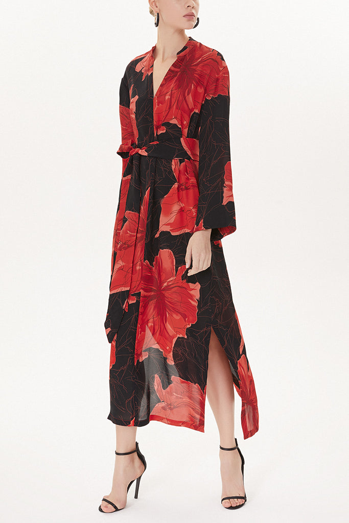 Patterned High-collar wide cut dress  93726