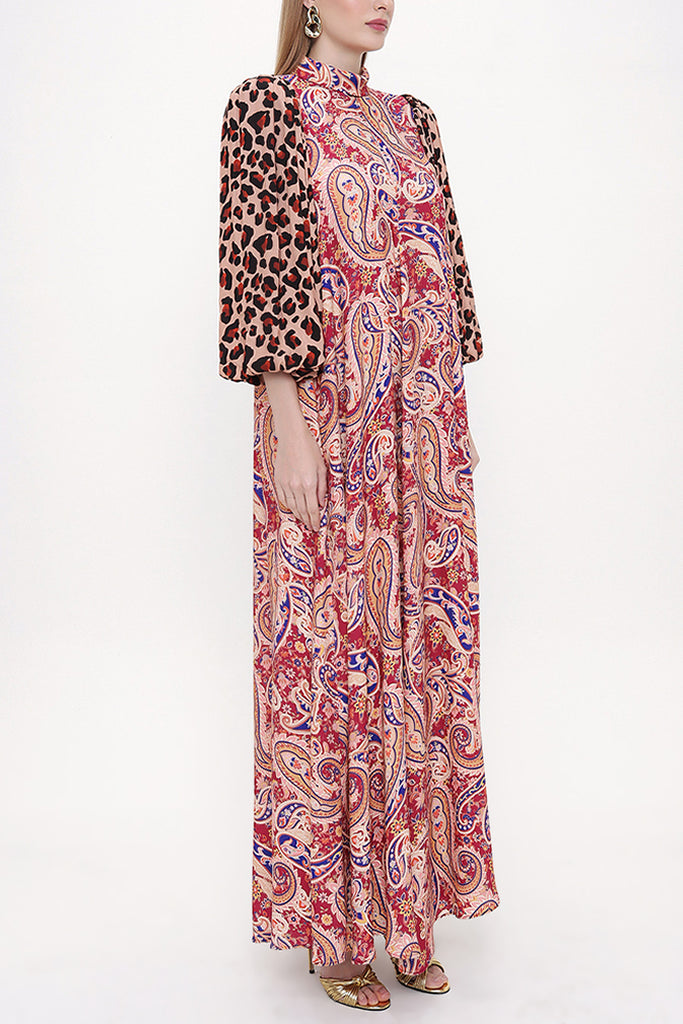 Patterned Ballon sleeve maxi dress 93831