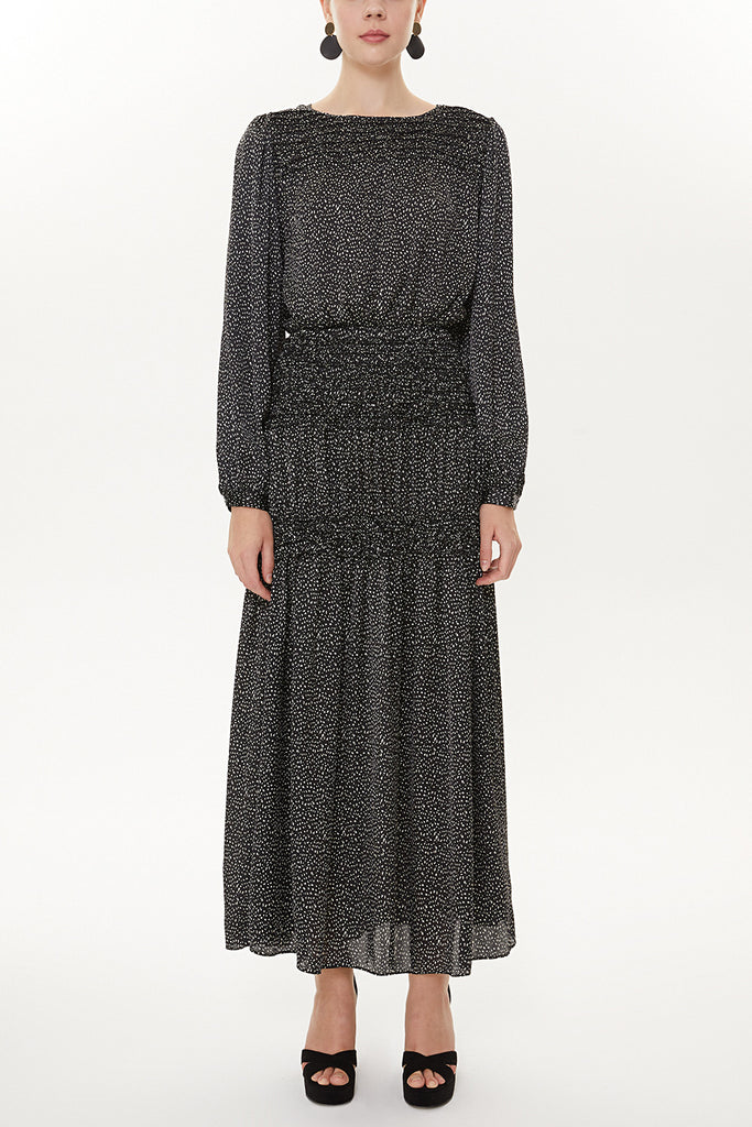 Black Elastic detail maxi dress 93417