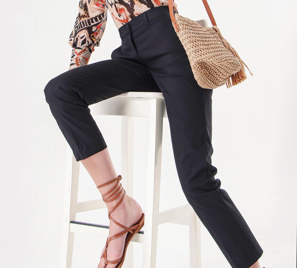 Siyah Beli Lastikli Boru Paça Pantolon 41373