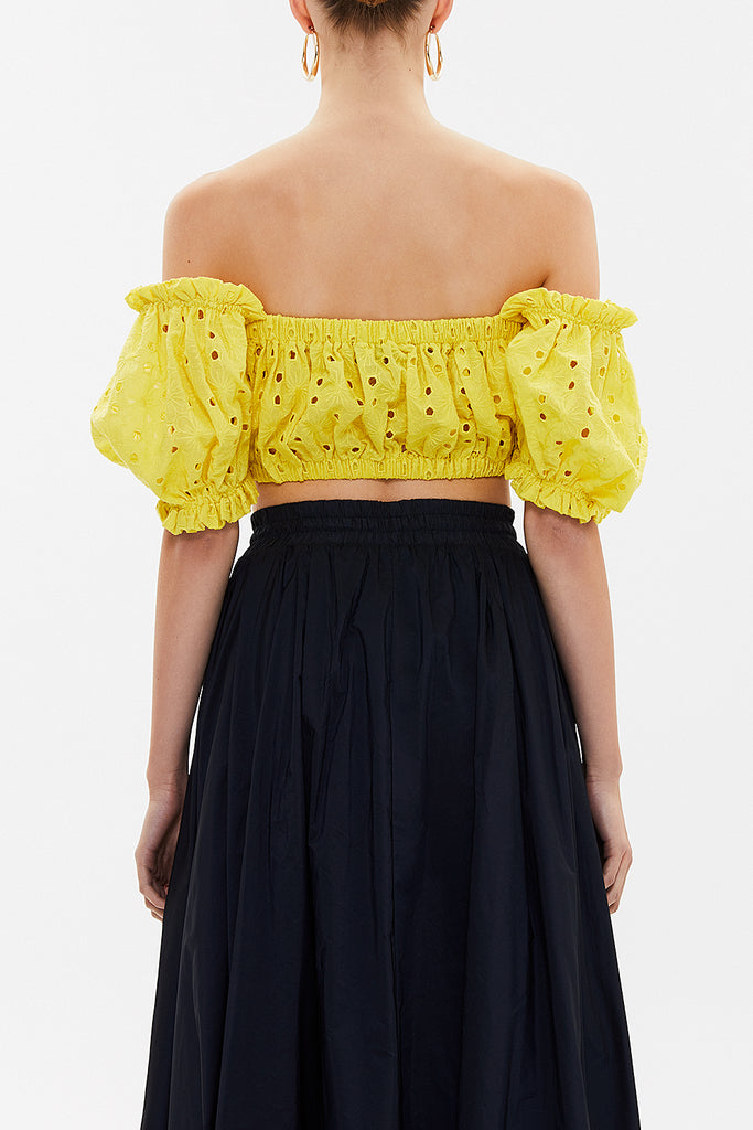 Yellow Brode  short blouse  19758