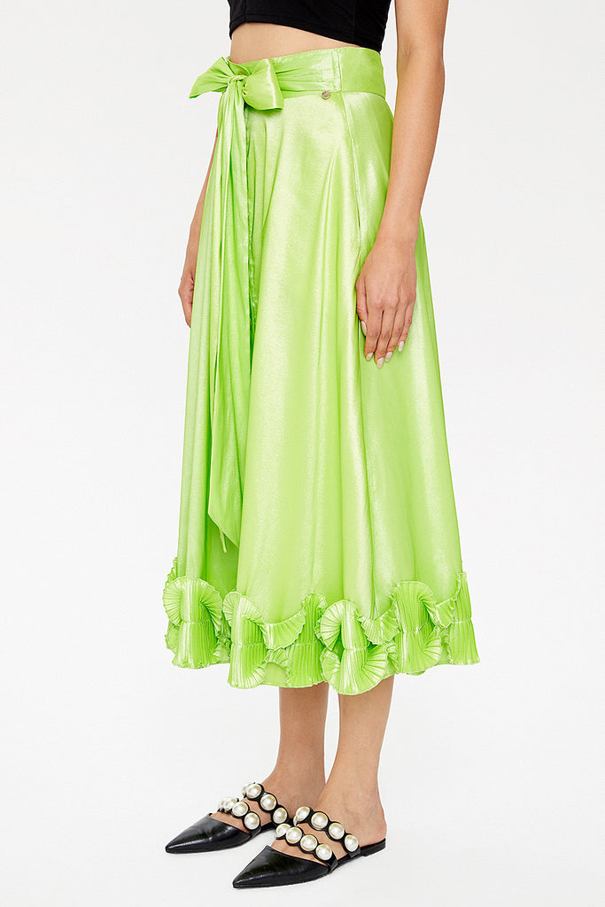 Green Pleated skirt 81082