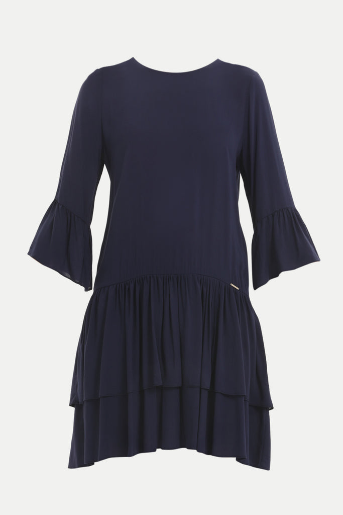 Navy Blue Wide cut ruffled maxi dress 92395