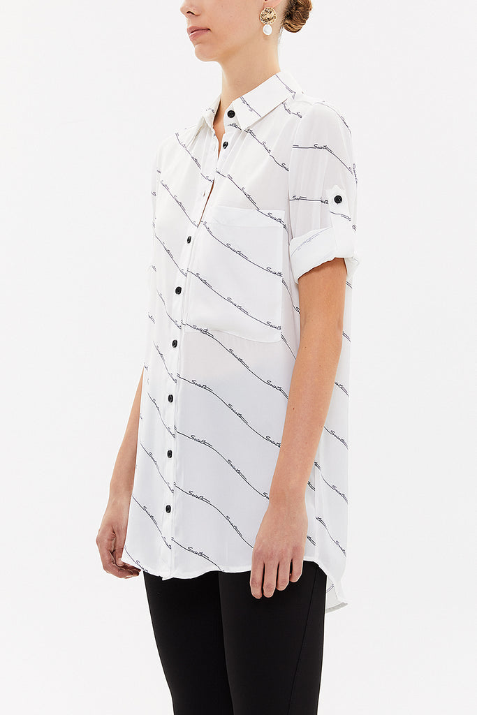 Ecru Wide cut flowing shirt  10724