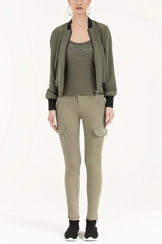 Khaki Metal fastened top 18428