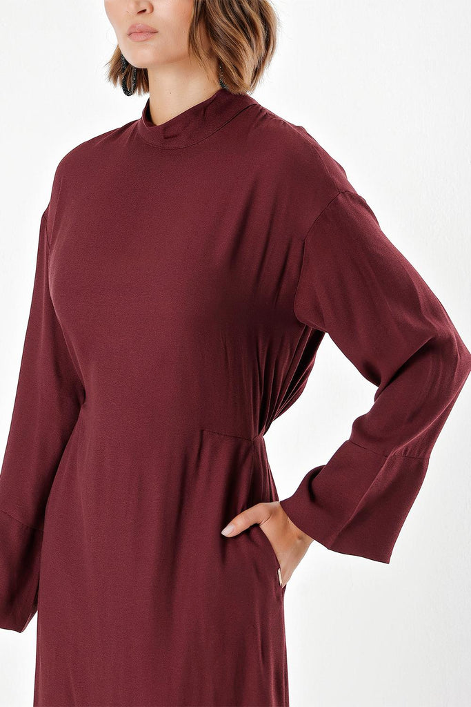 Burgundy Zip detail dress 93482