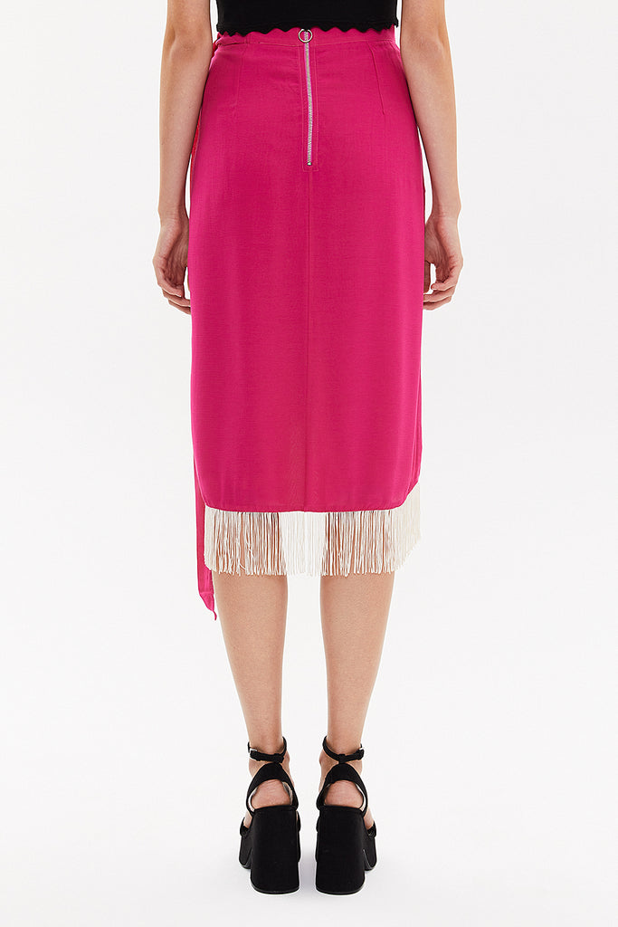 Fuchsia Wrap-over tassel skirt  81071