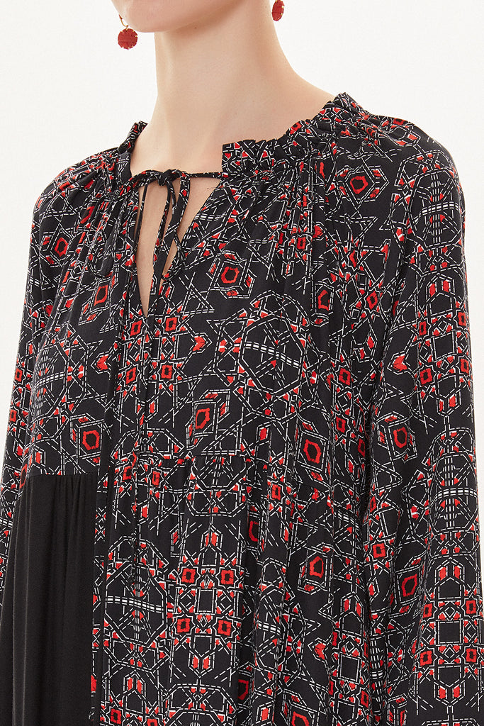 Black Pleated wide cut dress 93473