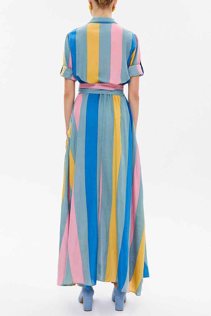 Gray Pocket and elastic maxi dress92878