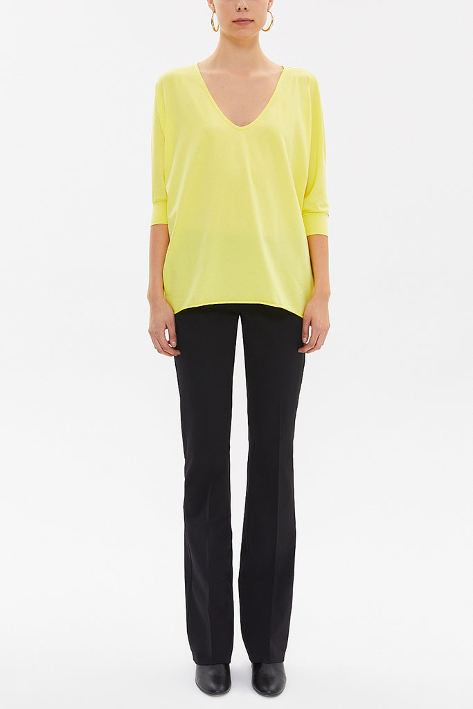 Yellow V-neck wide cut blouse 19590