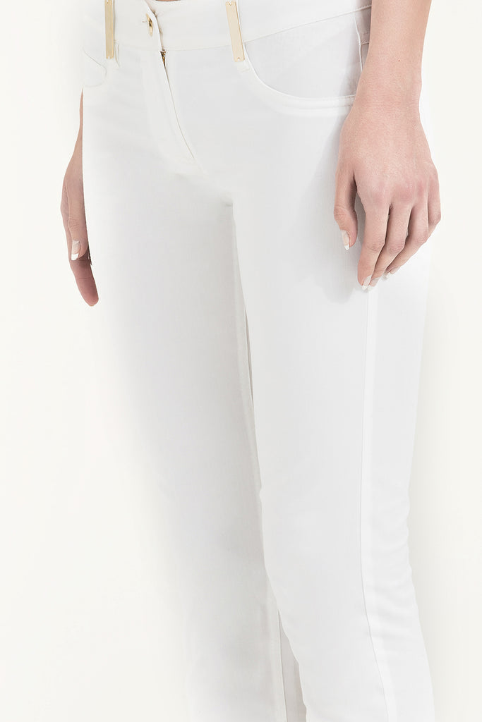 White Slim fit cotton pants 40932