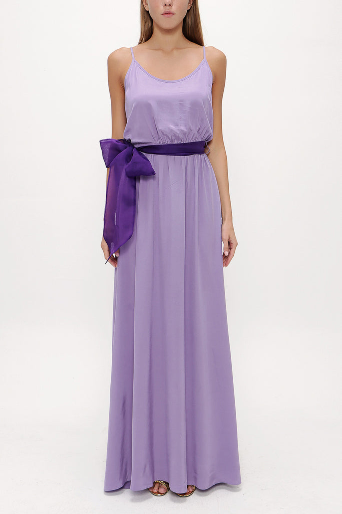 Lilac Lace-up spaghetti straps maxi dress 92378