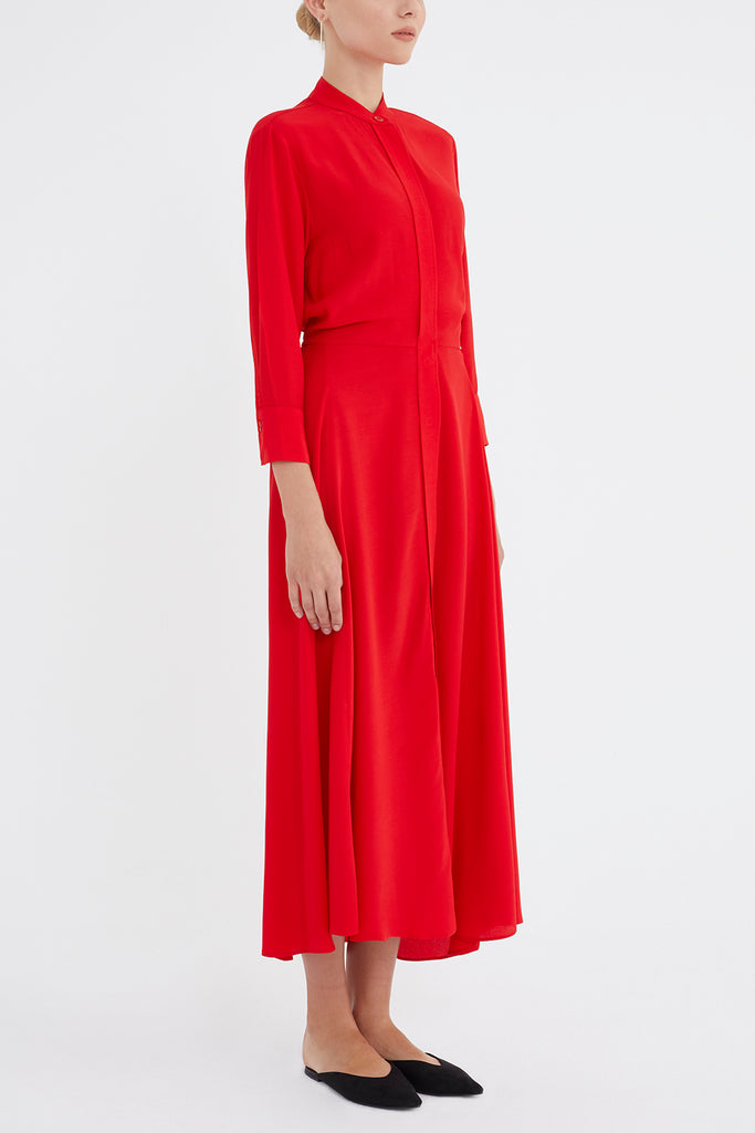 Red Elastic waist midi dress 92957
